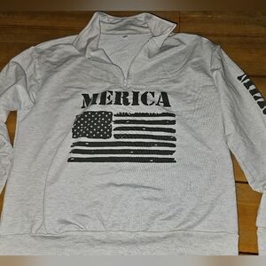 Light Gray MERICA 1/4 Zip